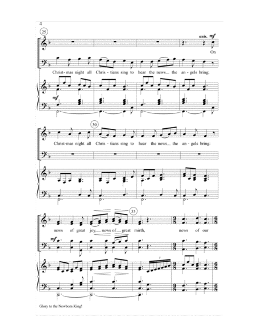 Glory to the Newborn King! 4-Part scores gallery preview page 4