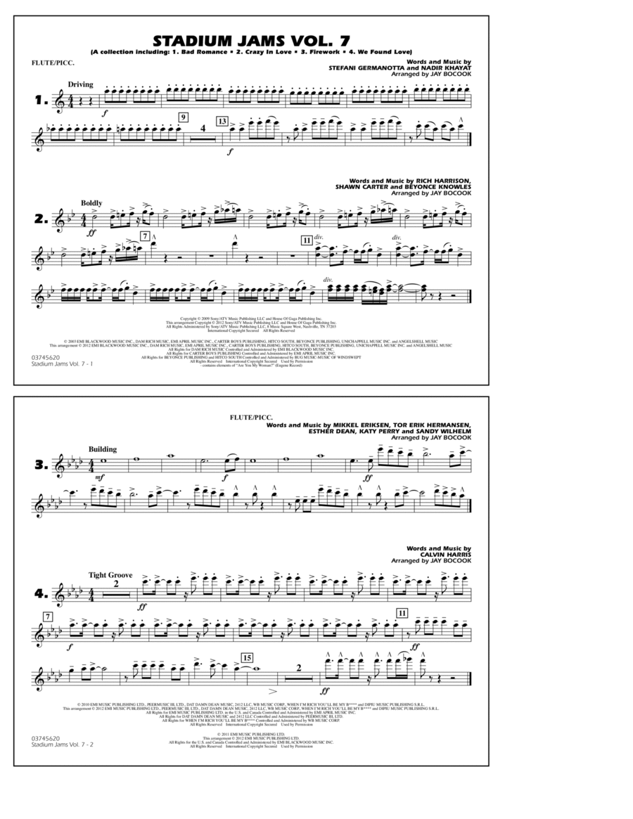 Stadium Jams Vol. 7 (Ladies Of Pop) - Flute/Piccolo Marching Band scores gallery preview page 1