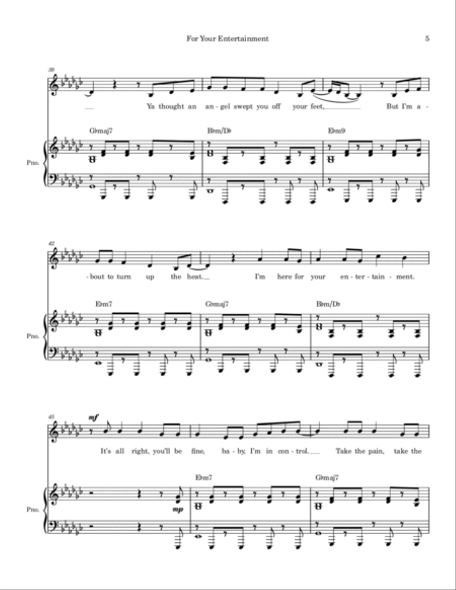 For Your Entertainment Piano, Vocal, Guitar scores gallery preview page 5