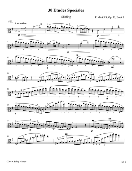 Mazas, Etudes for Viola Op 36, Book 1, No.20
