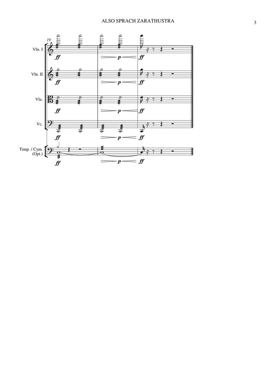 Also sprach Zarathustra (Richard Strauss) - String Quartet (with optional Percussion) String Quartet scores gallery preview page 6