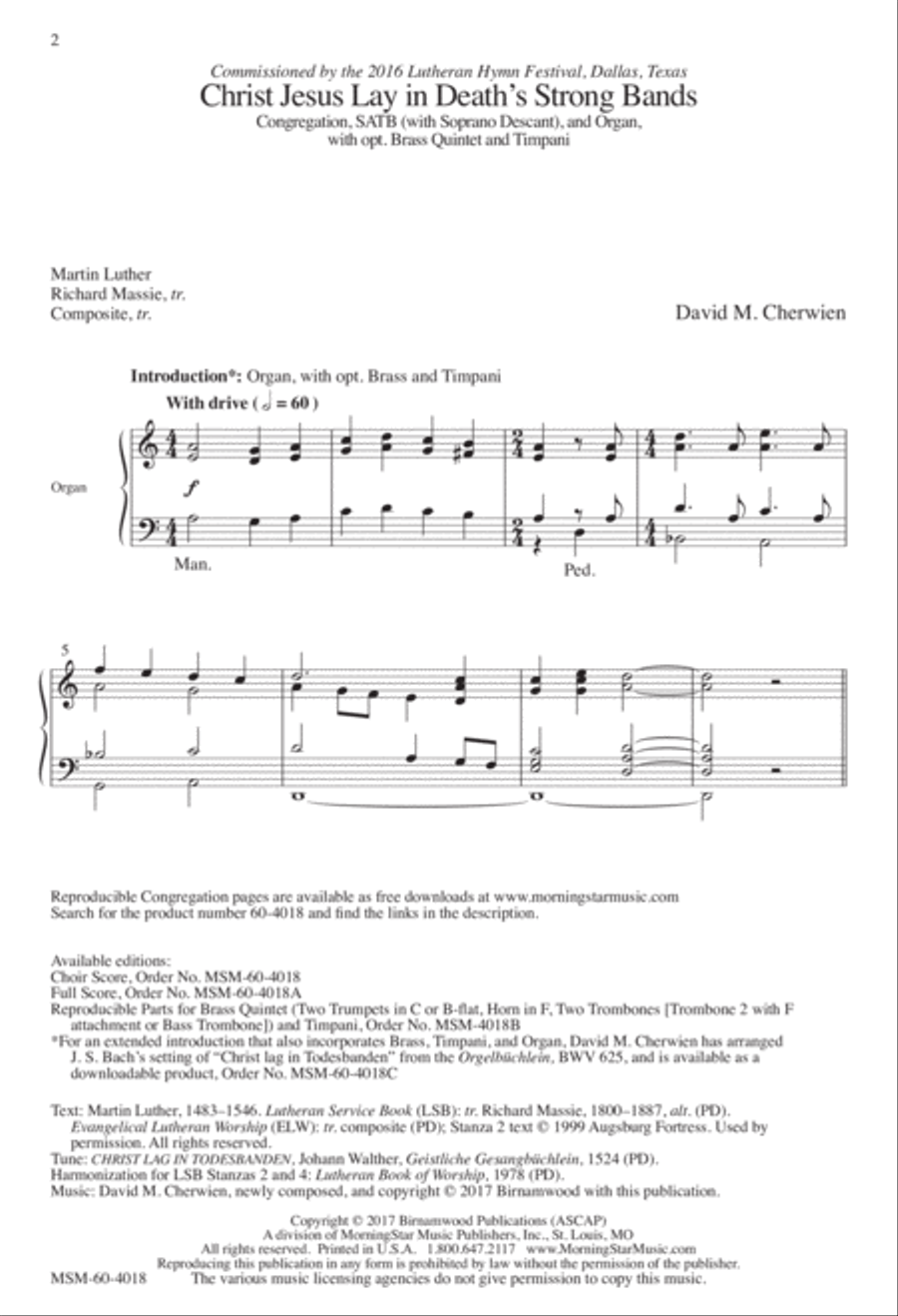 Christ Jesus Lay in Death's Strong Bands 4-Part scores gallery preview page 2