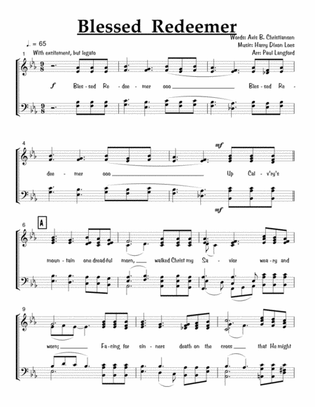Blessed Redeemer - SATB acappella image number null