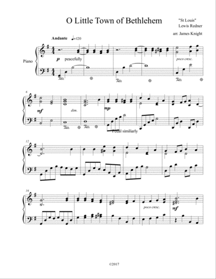 Oh Little Town of Bethlehem Piano Solo scores gallery preview page 1