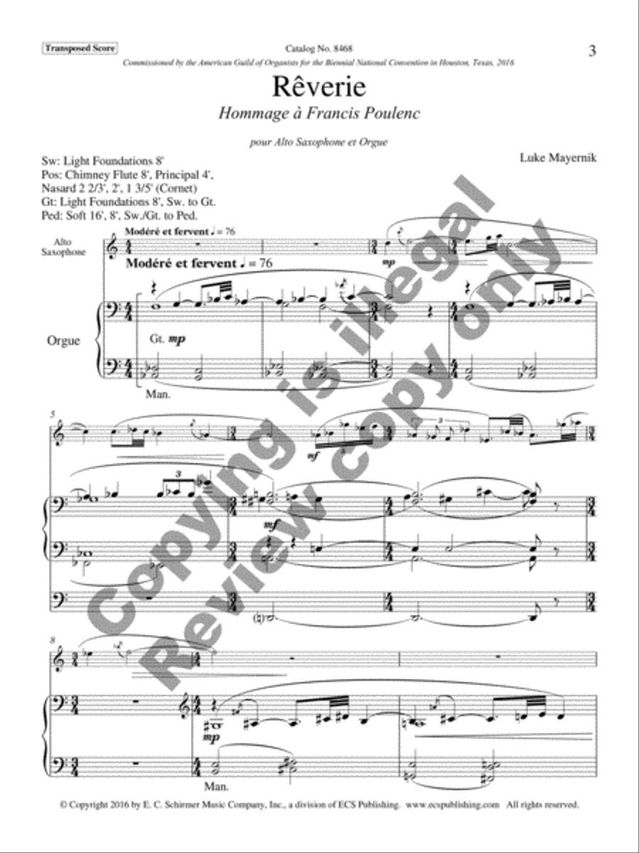 Rêverie: Hommage à Francis Poulenc Alto Saxophone scores gallery preview page 4