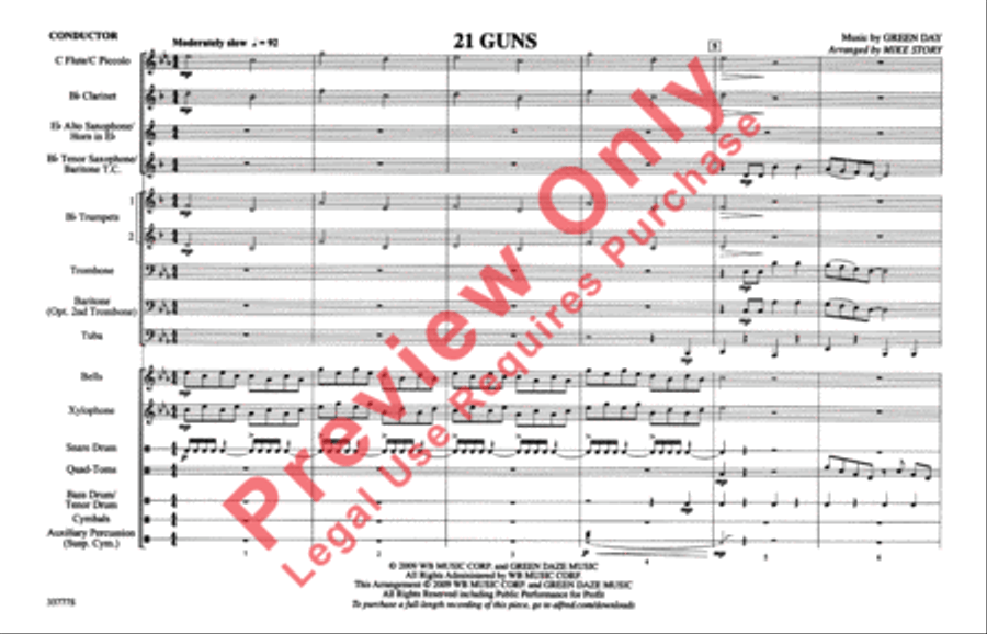 21 Guns (score only) 21 Guns (score only) Marching Band scores gallery preview page 2