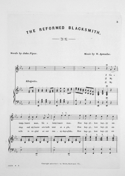 The Reformed Blacksmith. Joseph Higgins, Rome, N.Y. Song and Chorus