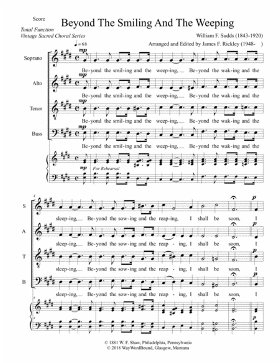 Beyond The Smiling And The Weeping 4-Part scores gallery preview page 1