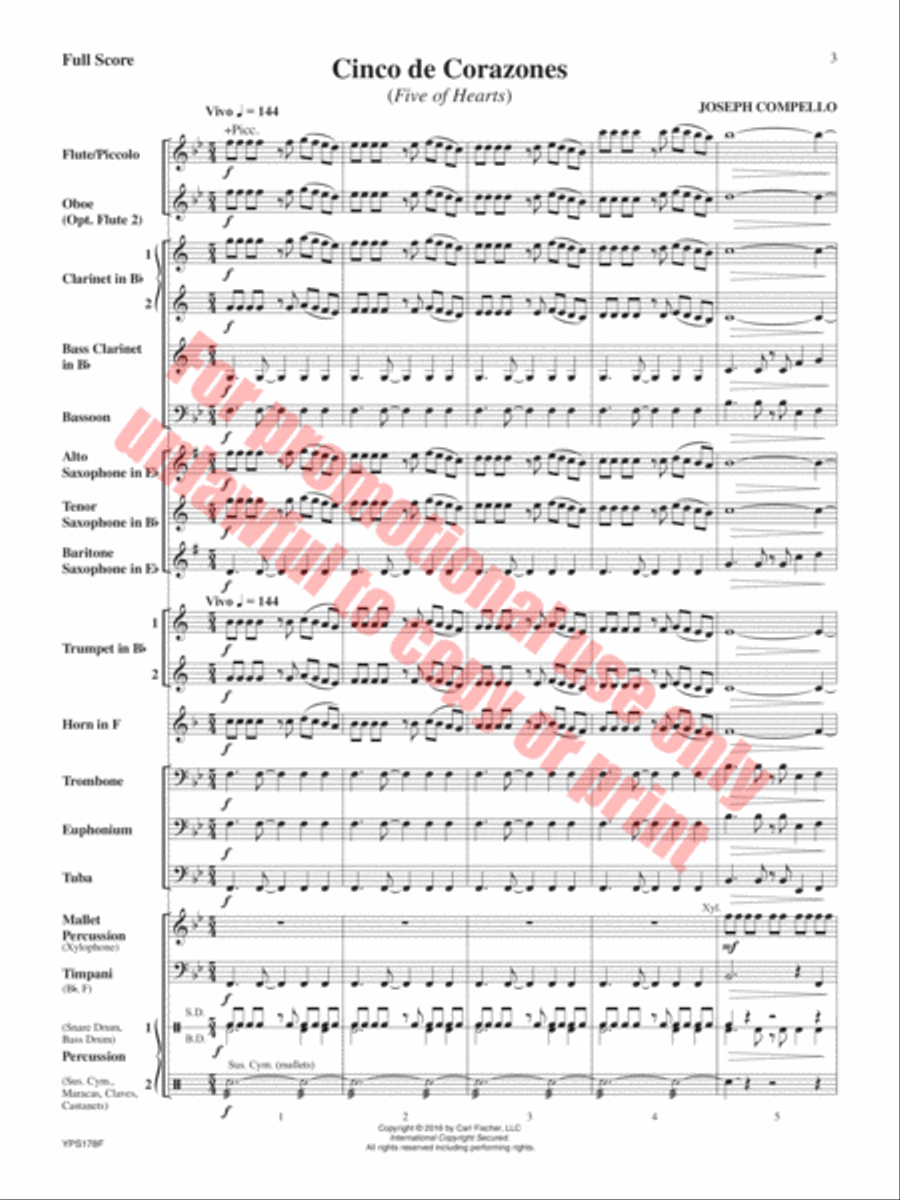 Cinco de Corazones Concert Band scores gallery preview page 4