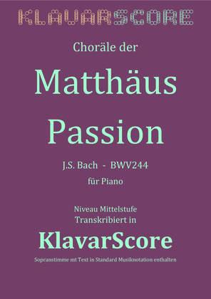 Chorales from the Matthew Passion for Piano (KlavarScore)