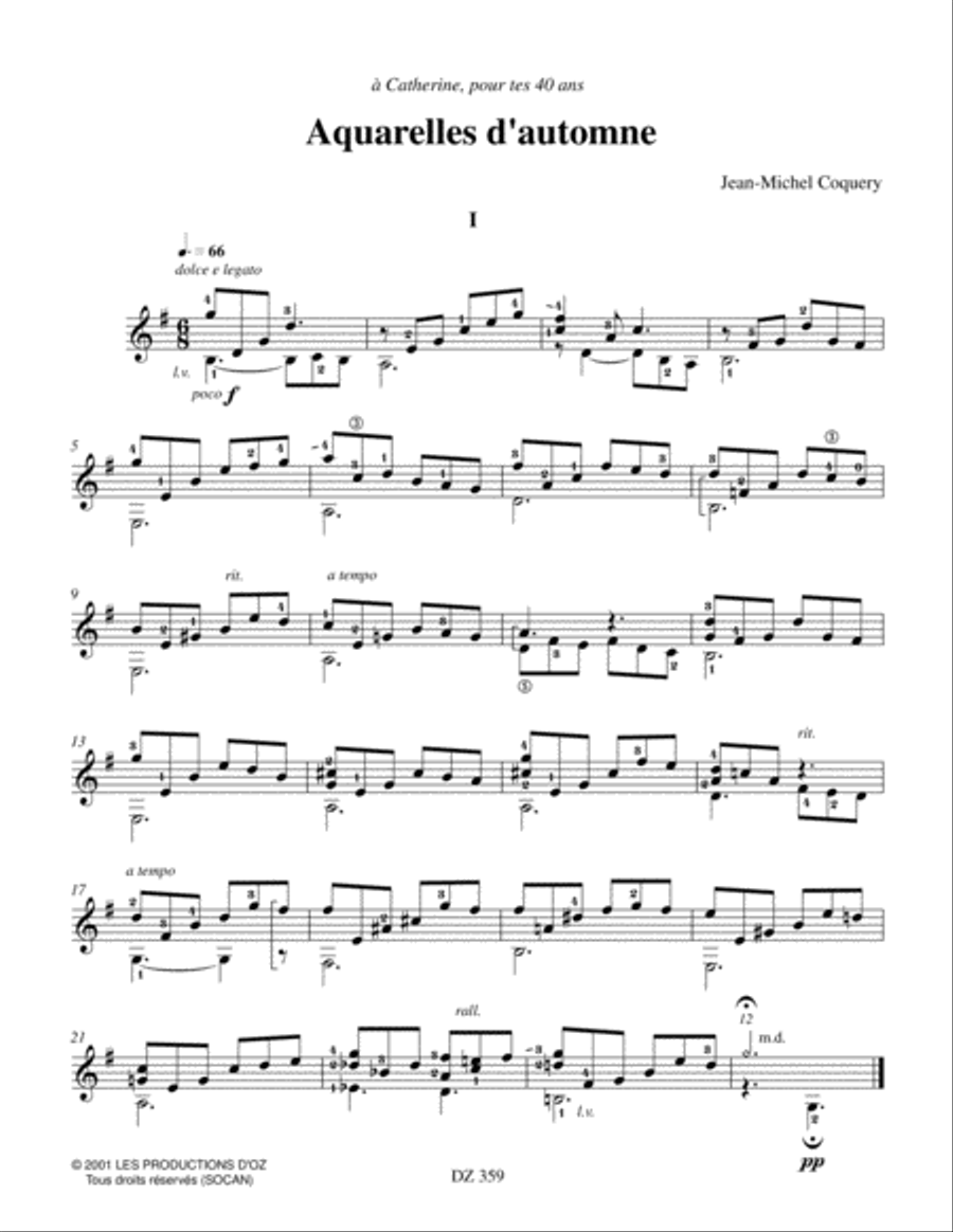 Aquarelles d'automne Classical Guitar scores gallery preview page 2