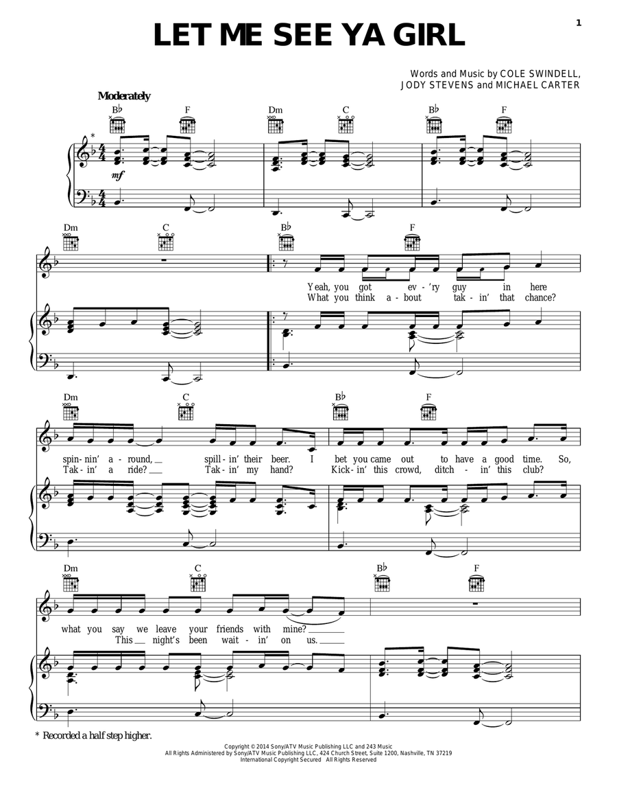 Let Me See Ya Girl Piano, Vocal, Guitar scores gallery preview page 1