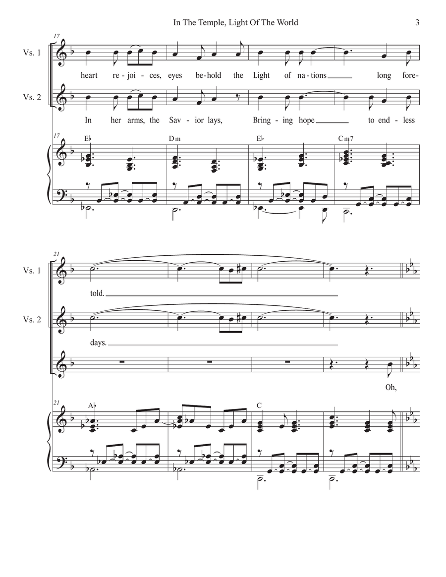 In The Temple, Light Of The World (Unison choir) Unison Choir scores gallery preview page 3
