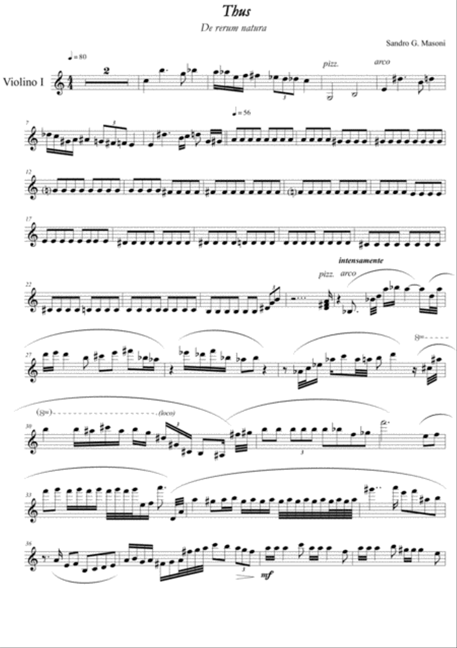 Thus (Violin I part) String Quartet scores gallery preview page 1