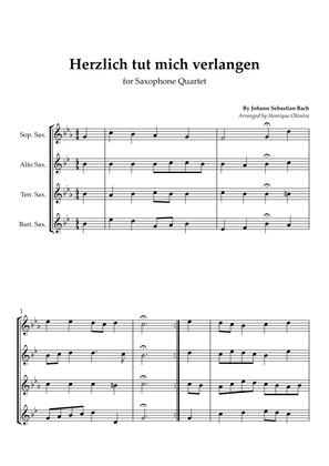 Bach's Choral - "Herzlich tut mich verlangen" (Saxophone Quartet)