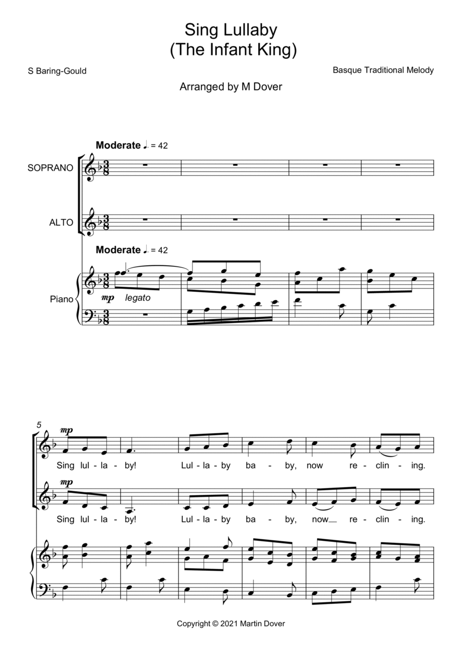 Sing Lullaby - The Infant King - Two part choir - SA - Upper Voices SA scores gallery preview page 1