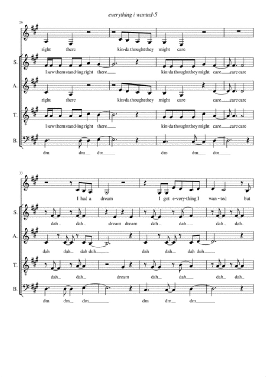 Everything I Wanted 4-Part scores gallery preview page 5