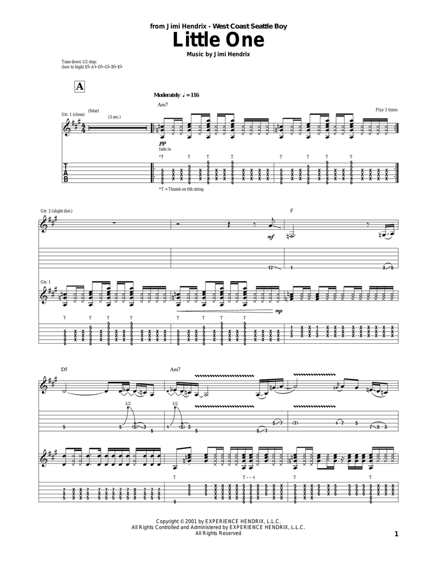 Little One Guitar Tablature scores gallery preview page 1