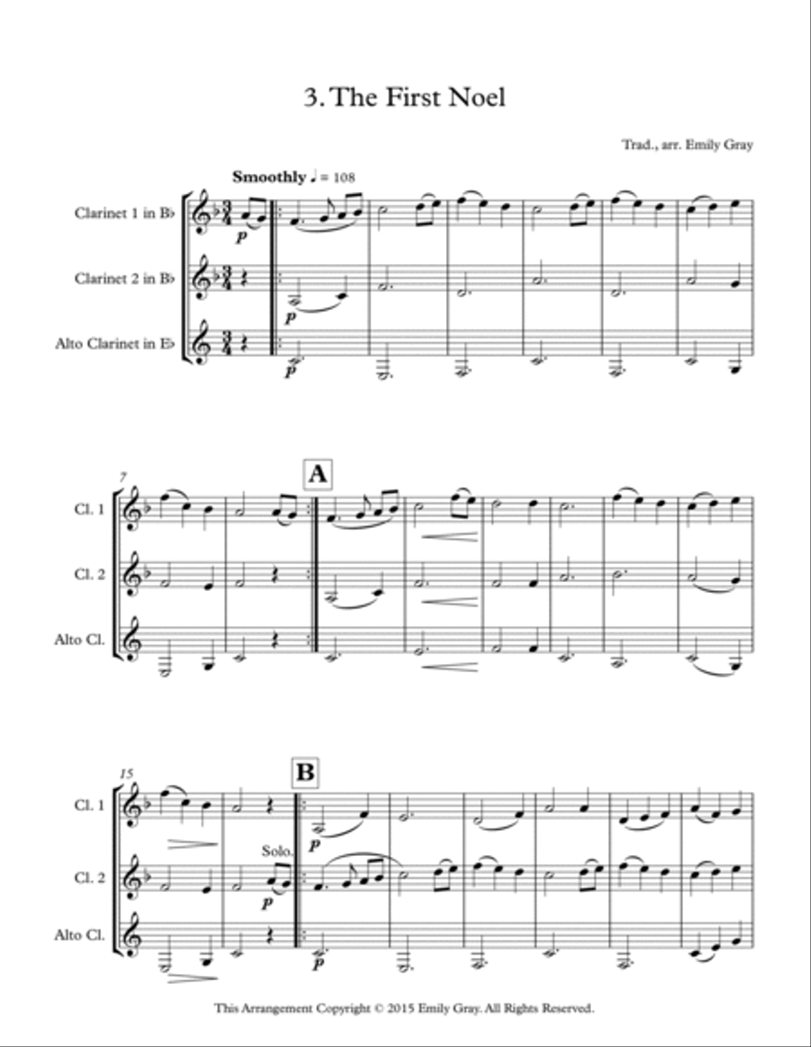 Two B-flats and Alto: Christmas Clarinet Trios Clarinet Trio scores gallery preview page 6
