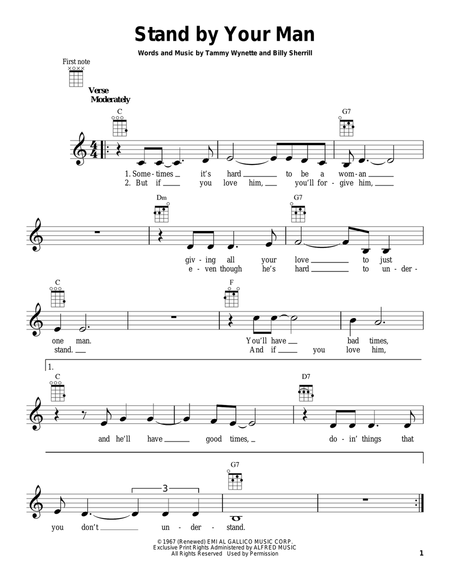 Stand By Your Man Ukulele scores gallery preview page 1