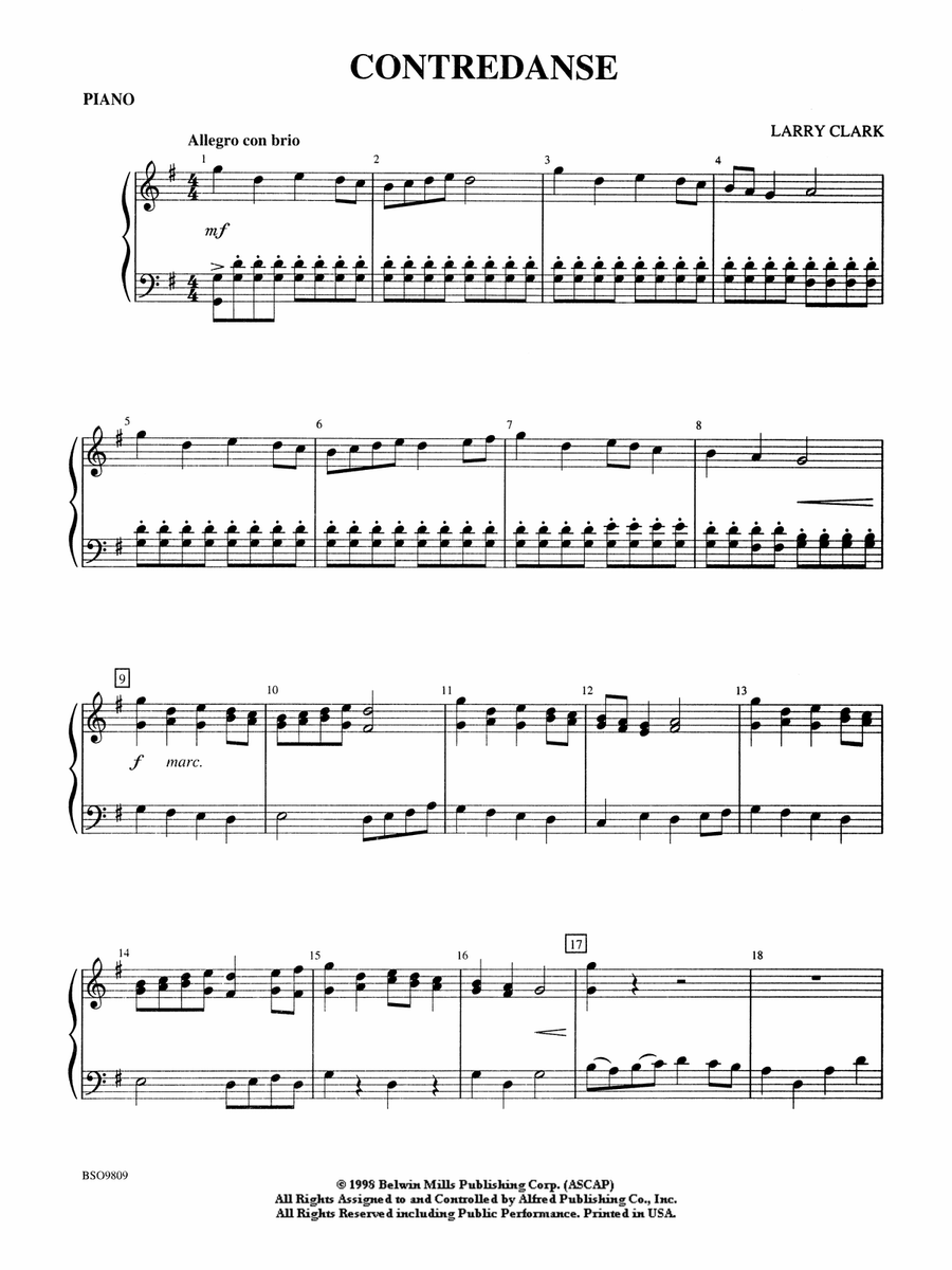Contredanse: Piano Accompaniment