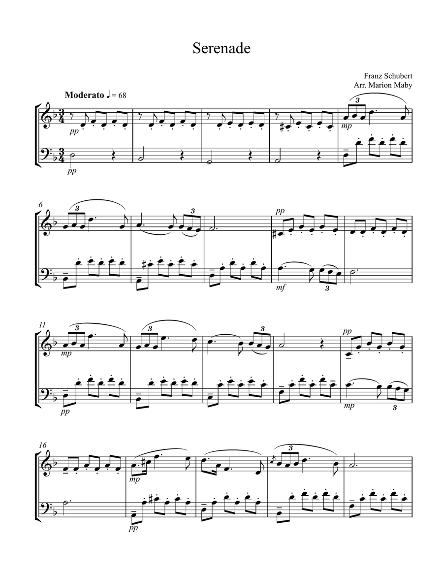Serenade for violin and cello duet String Duet scores gallery preview page 1