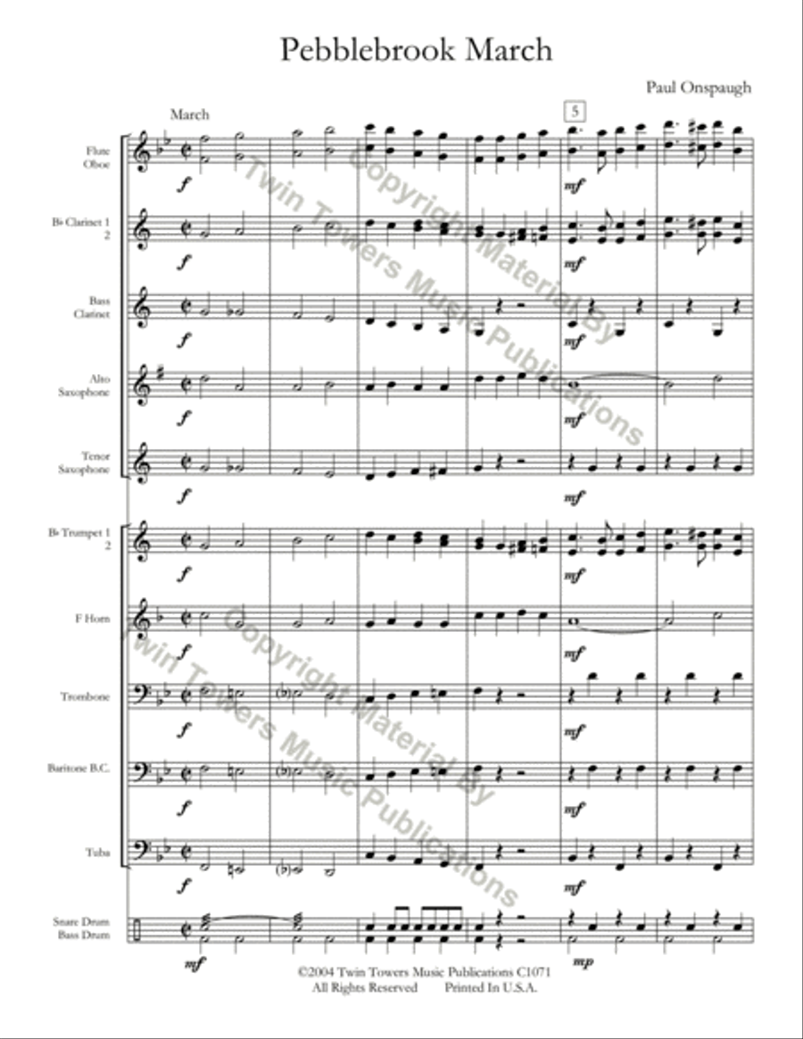 Pebblebrook March Pebblebrook March Concert Band scores gallery preview page 3