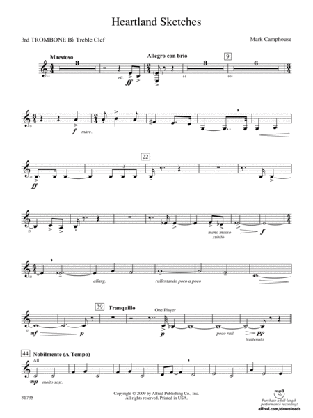Heartland Sketches: (wp) 3rd B-flat Trombone T.C.