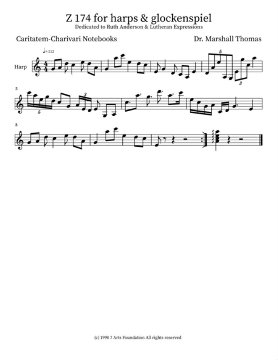 Z 174 for harps & glockenspiel Glockenspiel scores gallery preview page 3