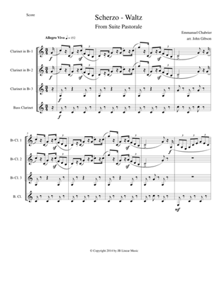 Book cover for Chabrier - clarinet quartet - Scherzo from Suite Pastorale