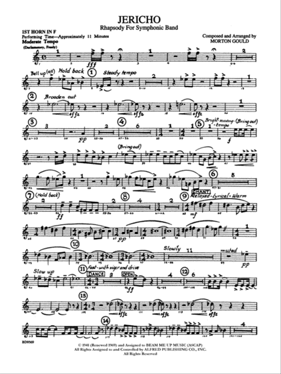 Jericho: 1st F Horn Jericho: 1st F Horn Concert Band scores gallery preview page 1