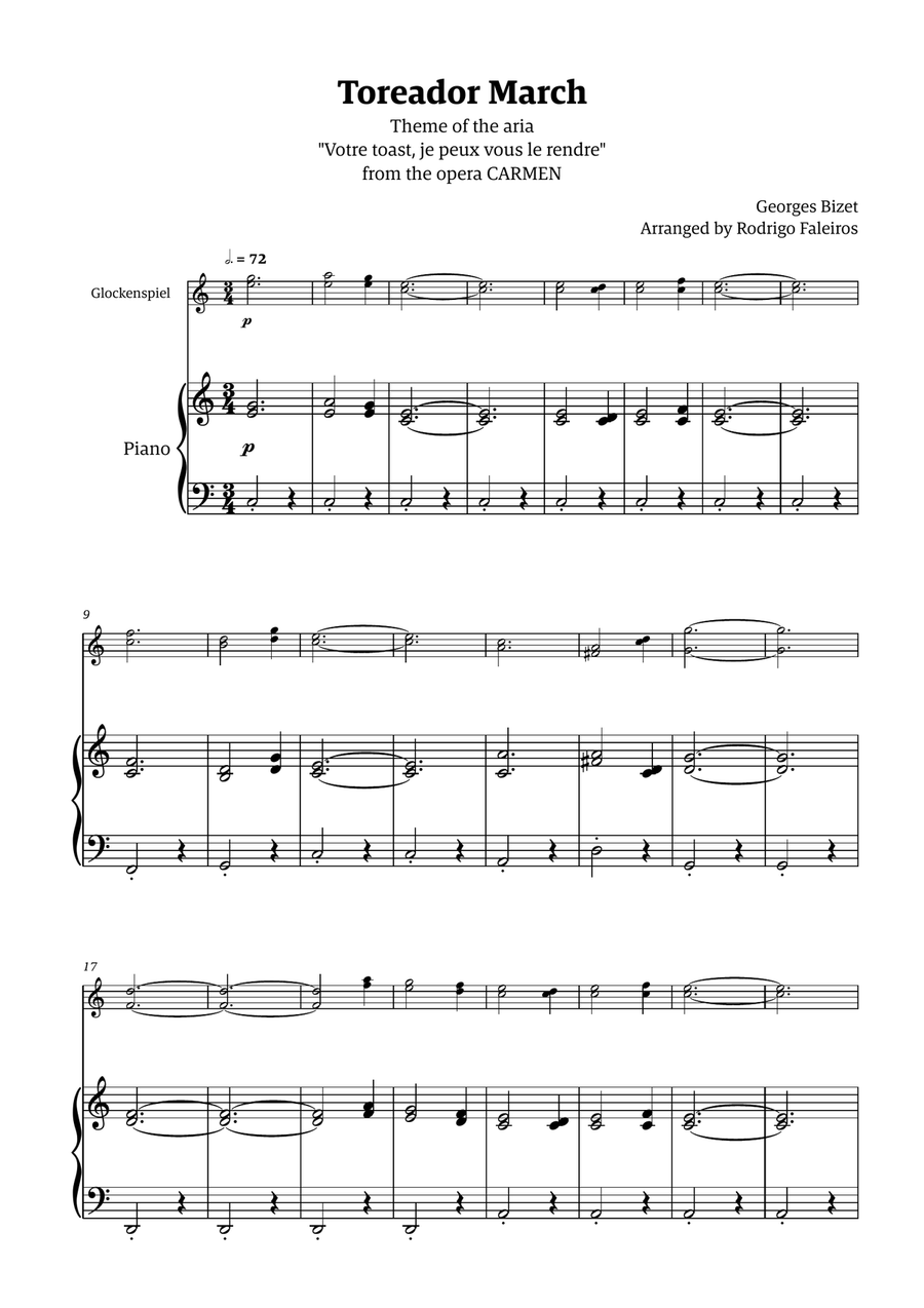 Toreador March (from the opera Carmen) - easy version Chamber Music scores gallery preview page 1