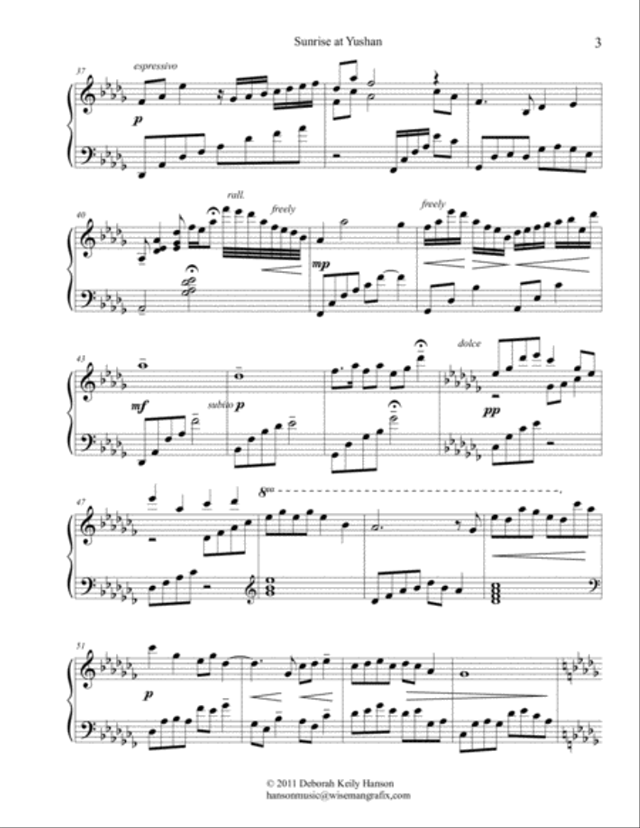 Sunrise at Yushan Piano Solo scores gallery preview page 3