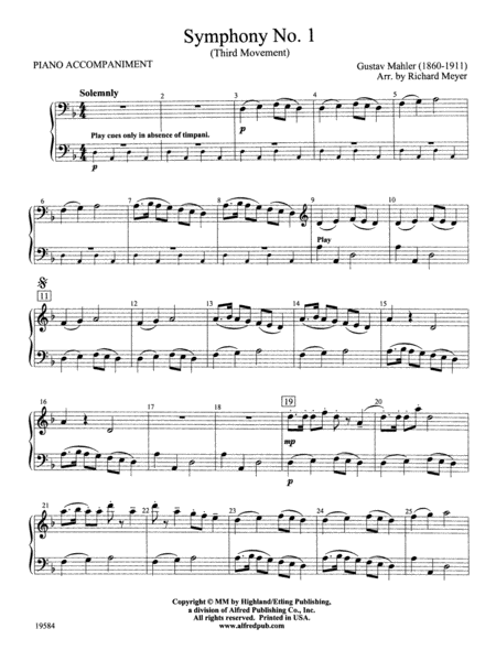 Symphony No. 1, 3rd Movement: Piano Accompaniment