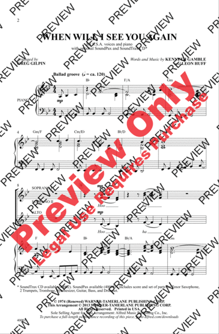 When Will I See You Again - SoundTrax CD (CD only) Choir scores gallery preview page 2