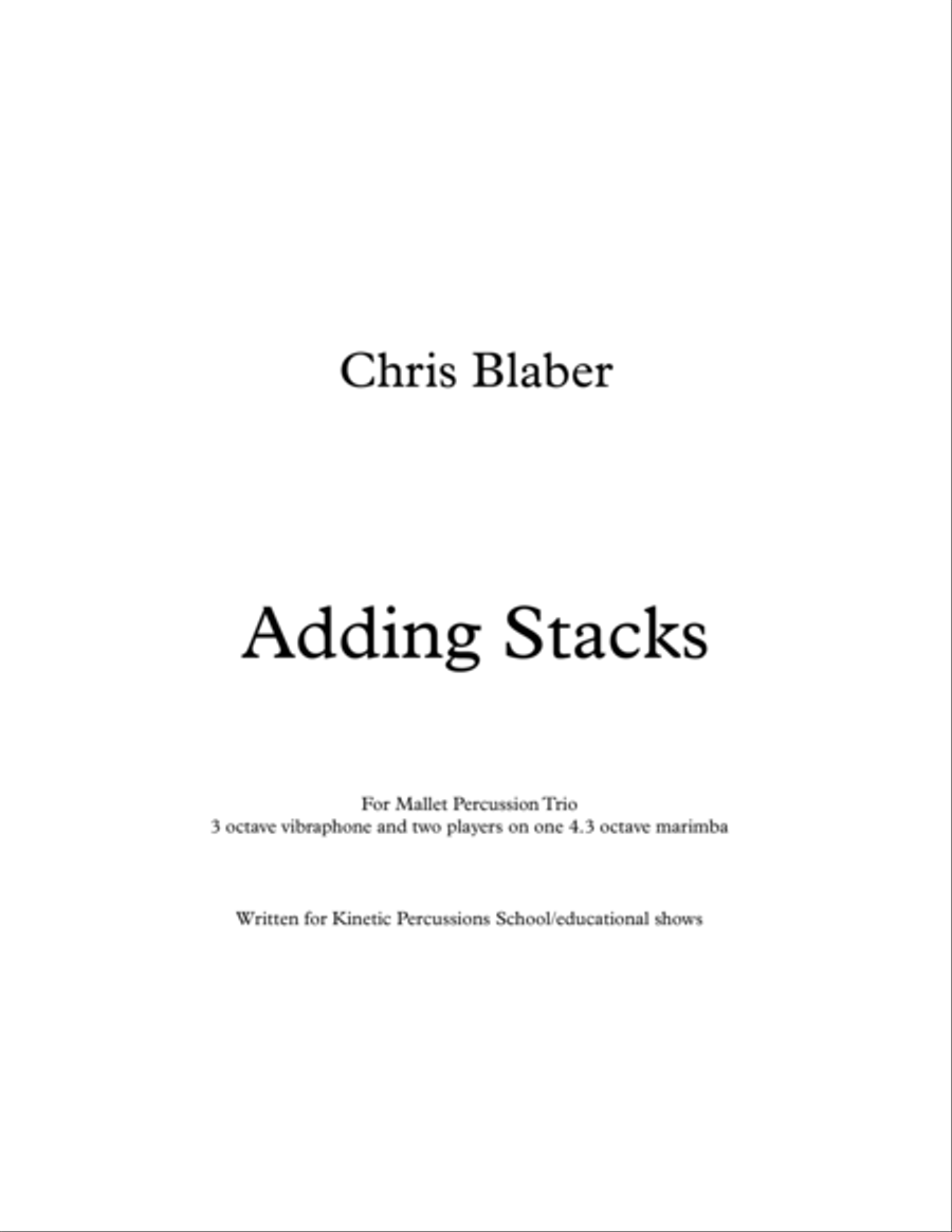Adding Stacks Percussion Ensemble scores gallery preview page 1
