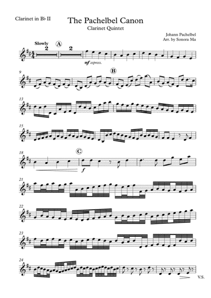 The Pachelbel Canon - Clarinet Quintet