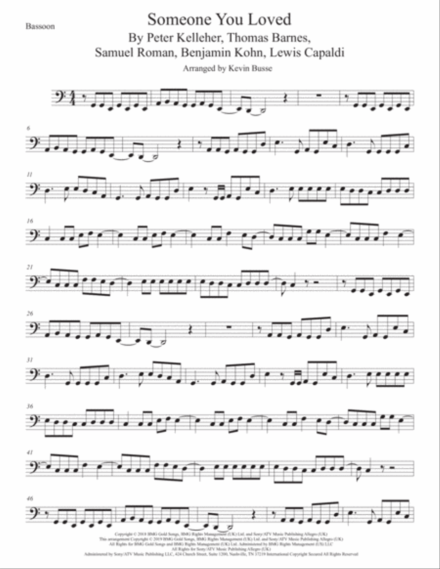 Someone You Loved Bassoon Solo scores gallery preview page 1