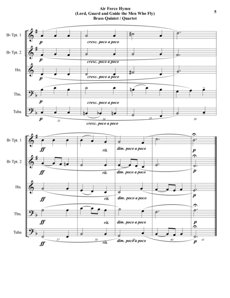 Air Force Hymn - Brass Quintet / Quartet - Intermediate Level image number null