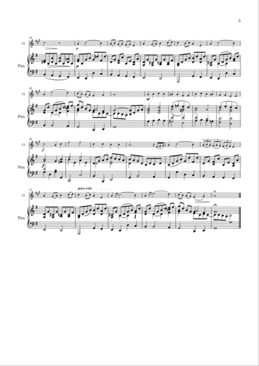 Marais: Cinq Danses Français Anciennes (Five Old French Dances) I. L'Agréable - clarinet/piano B-Flat Clarinet scores gallery preview page 3