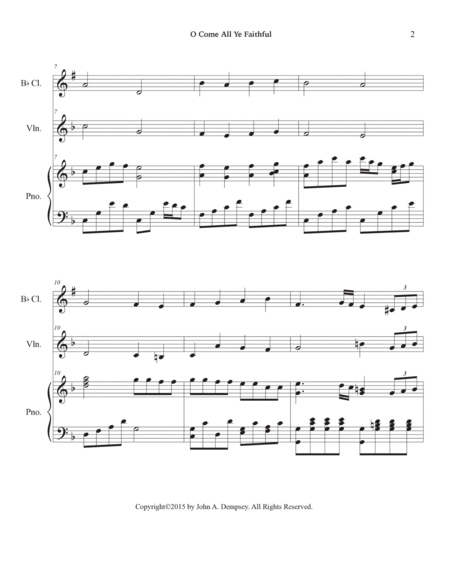 O Come All Ye Faithful (Trio for Clarinet, Violin and Piano) image number null