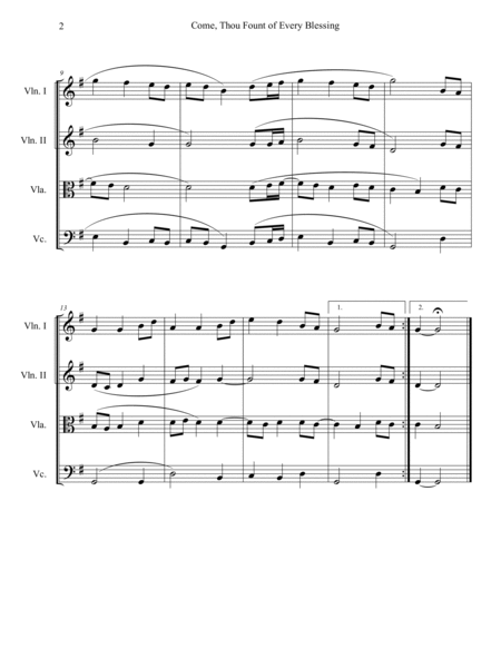 Come, Thou Fount of Every Blessing (String Quartet) image number null