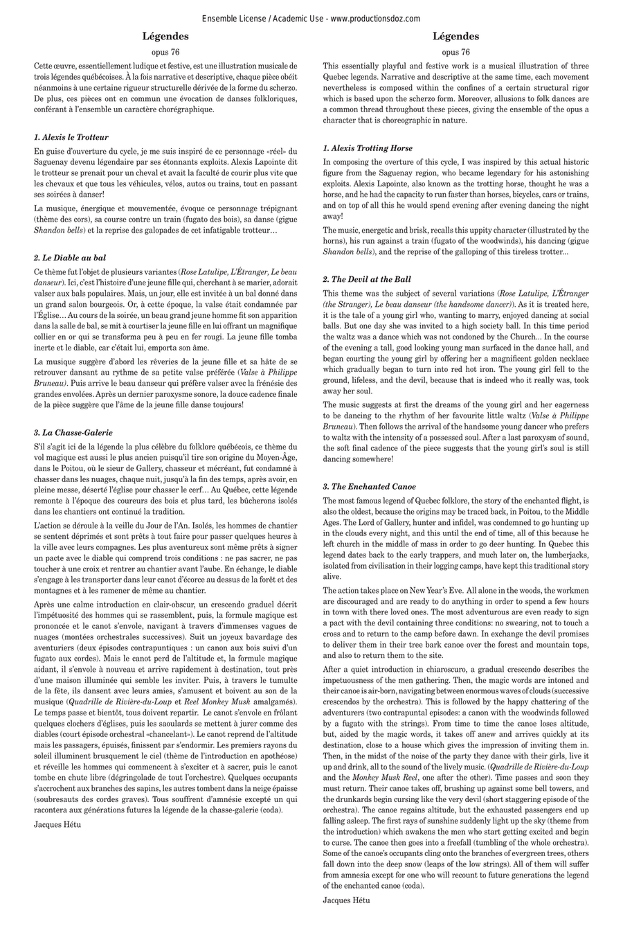 Légendes, opus 76 Orchestra scores gallery preview page 3
