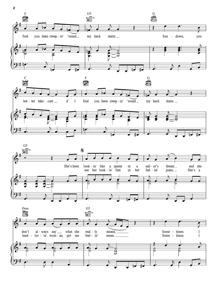 Sundown Piano, Vocal, Guitar scores gallery preview page 2