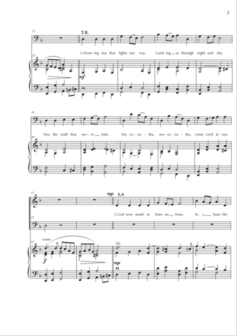 Maranatha, Come, Lord Jesus (Gathering Song for Advent) 4-Part scores gallery preview page 3