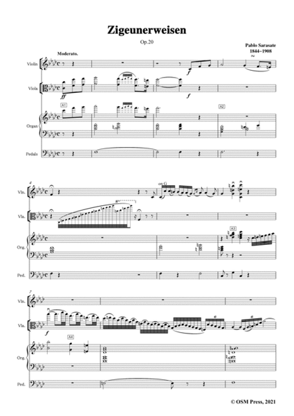 Sarasate-Zigeunerweisen(Gypsy Airs),Op.20,for Violin,Viola and Organ