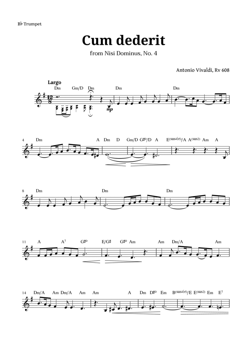 Cum dederit of Vivaldi for Trumpet and Chords image number null