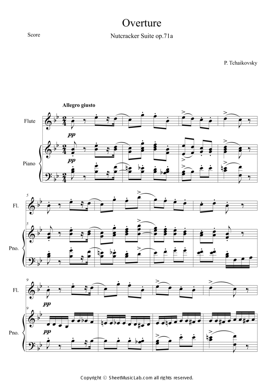 Nutcracker Op.71a Overture Flute Solo scores gallery preview page 1