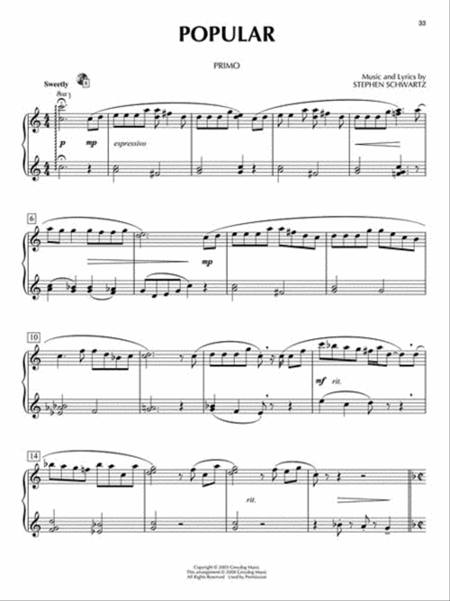Wicked 1 Piano, 4-Hands scores gallery preview page 5