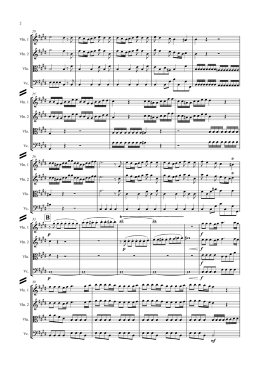 Vivaldi: The Four Seasons (Le quattro stagioni): A 4 Mvt. suite (easier/abridged) - string quartet String Quartet scores gallery preview page 2